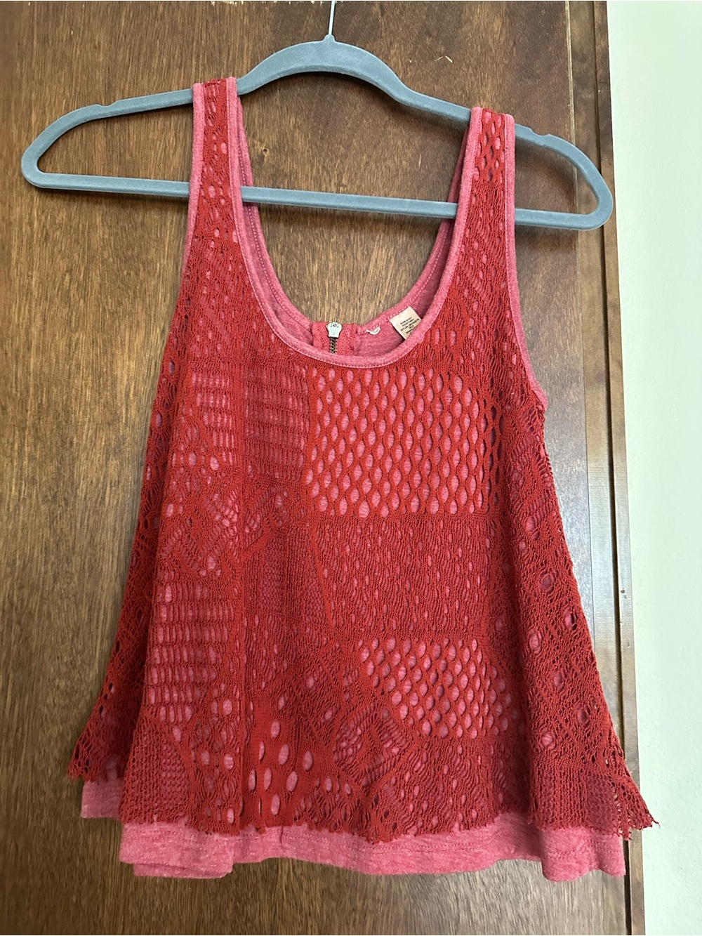 Eyeshadow Red Crochet Tank Top